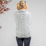 Superluxe Silver Grey Cable Knit Italian Cashmere Poncho