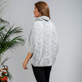 Superluxe Silver Grey Cable Knit Italian Cashmere Poncho