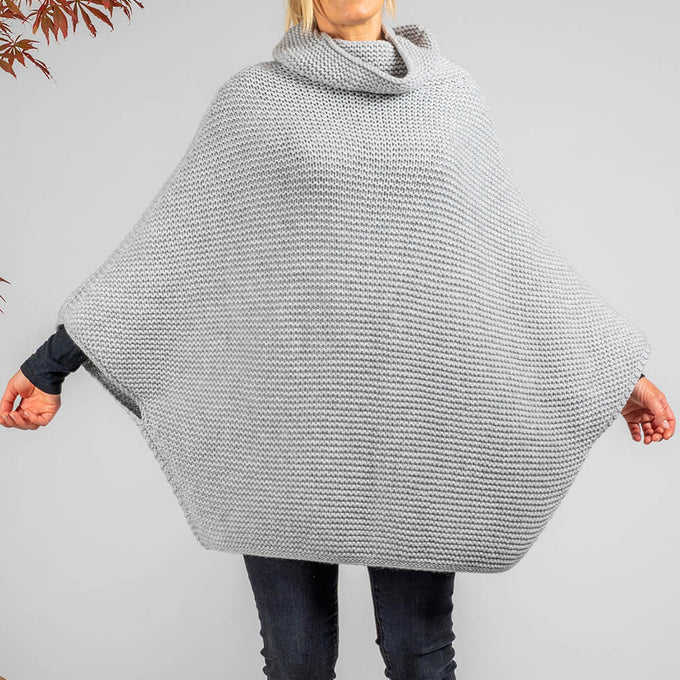 Superluxe Silver Grey Italian Cashmere Poncho