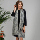 Navy and Pearl Dappled Leopard Print Cashmere and Silk Wrap