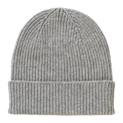 Grey Rib Knit Cashmere Beanie