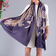 Superfine Wool Twin Leopard Print Scarf