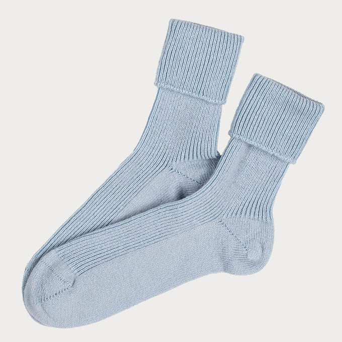 Ladies Baby Blue Cashmere Socks