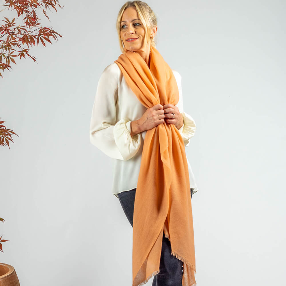 Sandy Beige Gossamer Cashmere Shawl