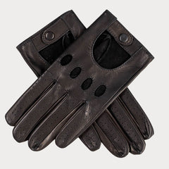 Men’s Black Italian Leather Driving Gloves