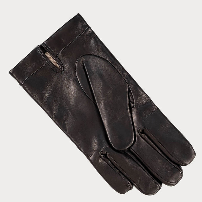 Men’s Black ‘Stitch Lines’ Cashmere Lined Leather Gloves