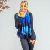 Rainbow Bright Striped Knitted Cashmere Scarf