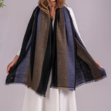 Multi Weave Check Stripe Pashmina Cashmere Shawl