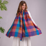 Multicolour Check Pashmina Cashmere Shawl