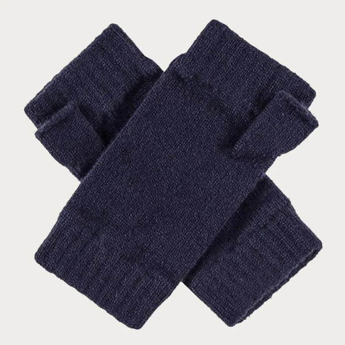 Navy Cashmere Beanie and Mittens Set