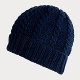 Midnight Navy Plaited Italian Cashmere Beanie