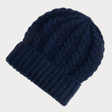 Midnight Navy Plaited Italian Cashmere Beanie