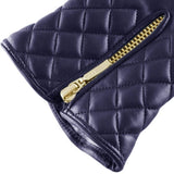 Navy Gossamer Cashmere Shawl and Quilted Leather Gloves Set