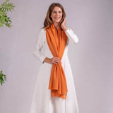 Apricot Orange Gossamer Cashmere Shawl