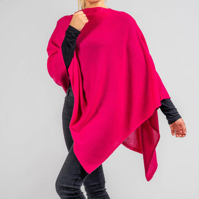 Azalea Pink Cashmere Knitted Poncho