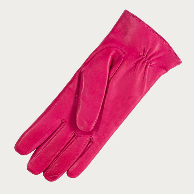 Fuchsia Pink Fur Lined Leather Gloves