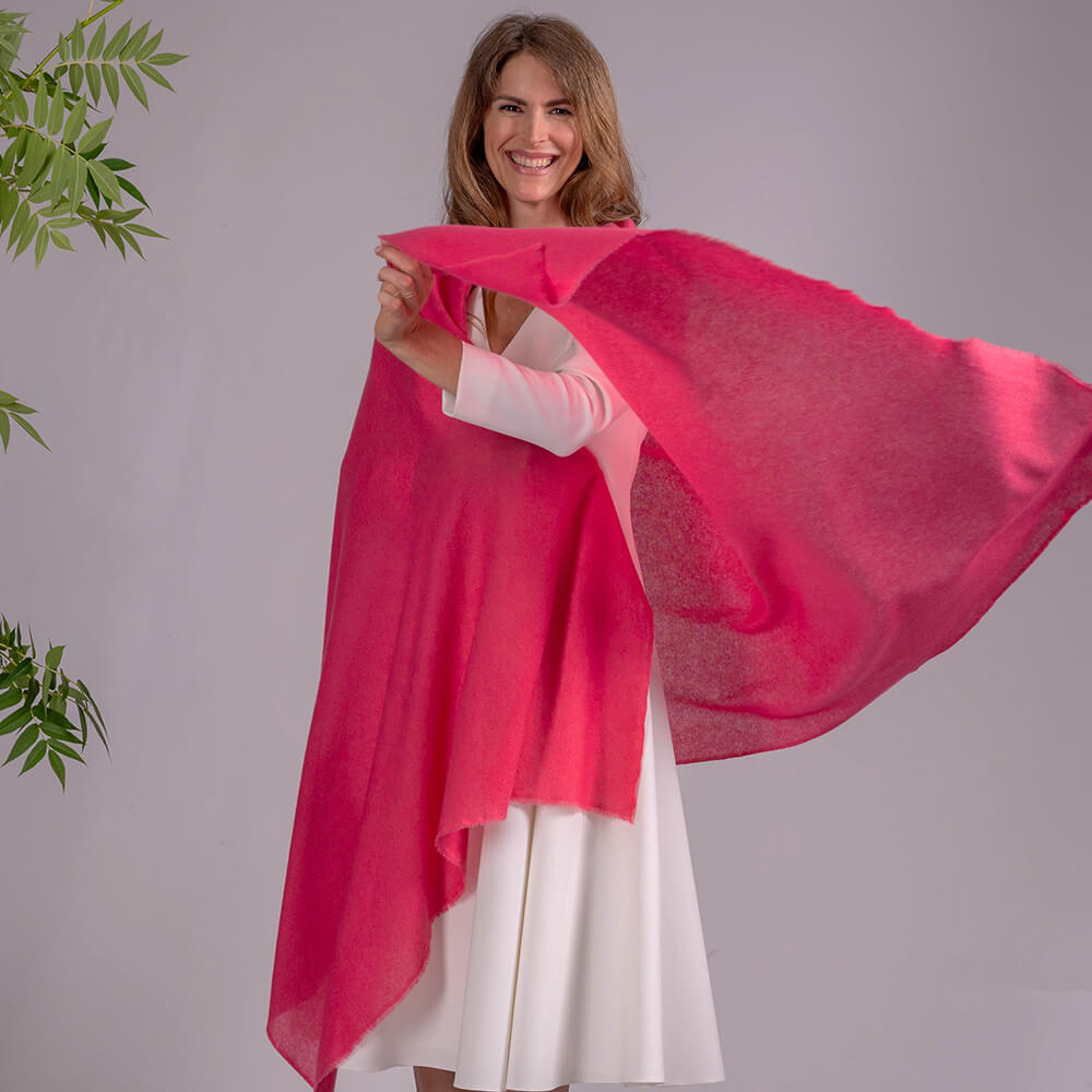 French Rose Gossamer Cashmere Shawl