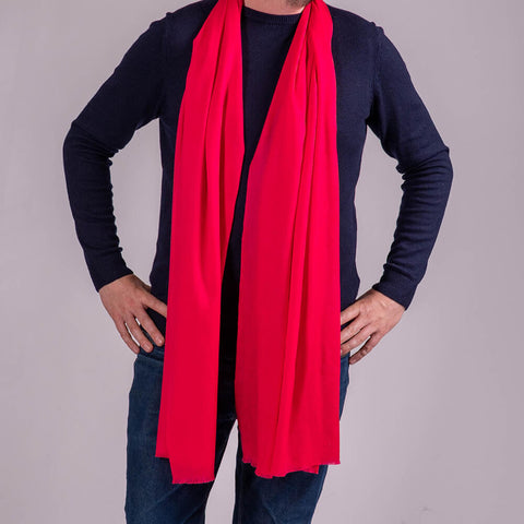 Classic Pink Silk and Wool Scarf
