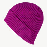 Fuchsia Pink Rib Knit Cashmere Beanie