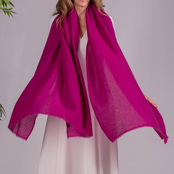 Deep Fuchsia Pink Gossamer Cashmere Shawl