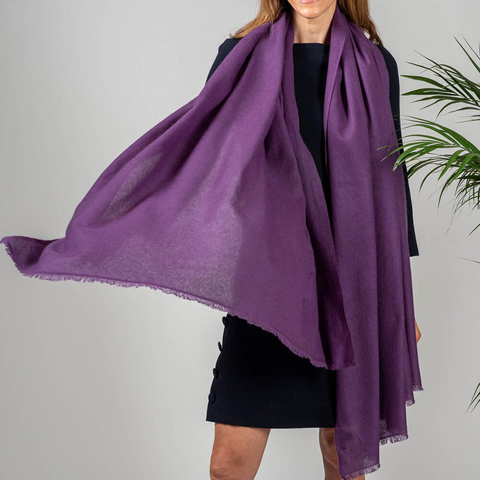 Regalia Purple Gossamer Cashmere Shawl