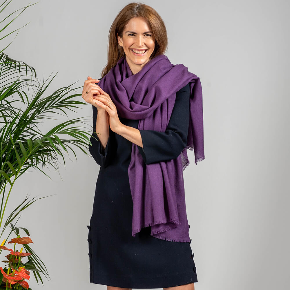 Regalia Purple Gossamer Cashmere Shawl