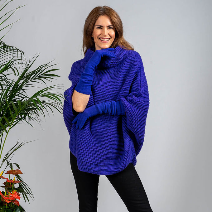 Superluxe Vibrant Violet Italian Cashmere Poncho