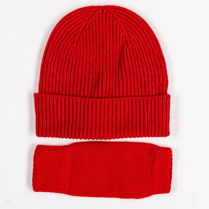 Ruby Red Cashmere Beanie and Mittens Set