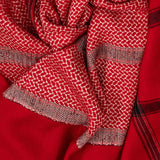 Red and Ivory Hand Woven Pashmina Cashmere Shawl