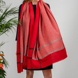 Red and Ivory Hand Woven Pashmina Cashmere Shawl