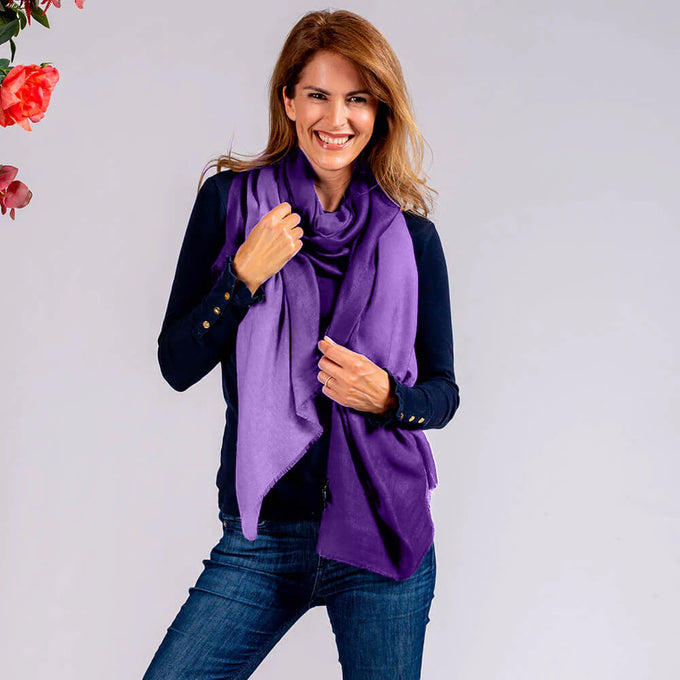 Regalia Purple Shaded Cashmere and Silk Wrap