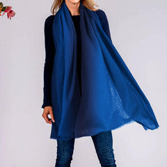 Navy to Sapphire Shaded Cashmere and Silk Wrap