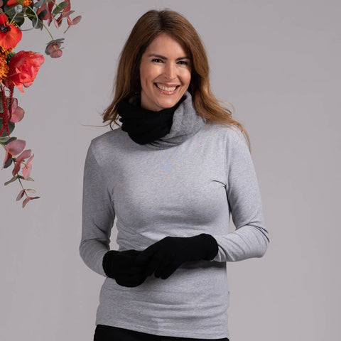 Two Tone Cashmere Snood and Cashmere Gloves Set