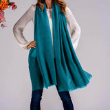 Tropical Teal Gossamer Cashmere Shawl