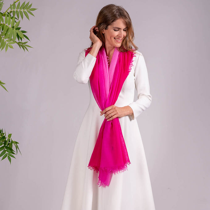 Pink Diaphanous Cashmere Spray Print Wrap