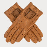 Ladies Caramel Italian Leather Driving Gloves