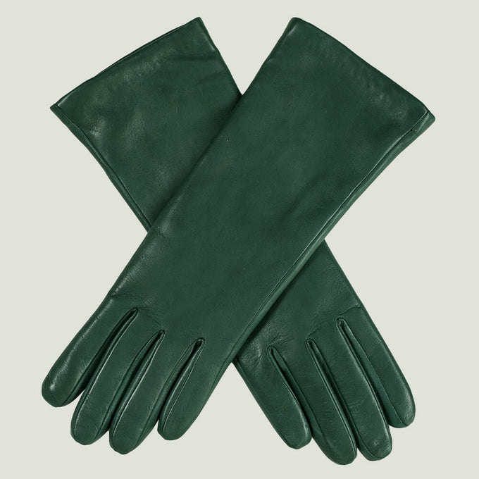 Ladies Woodland Green Cashmere Lined Leather Gloves