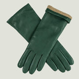 Ladies Woodland Green Cashmere Lined Leather Gloves