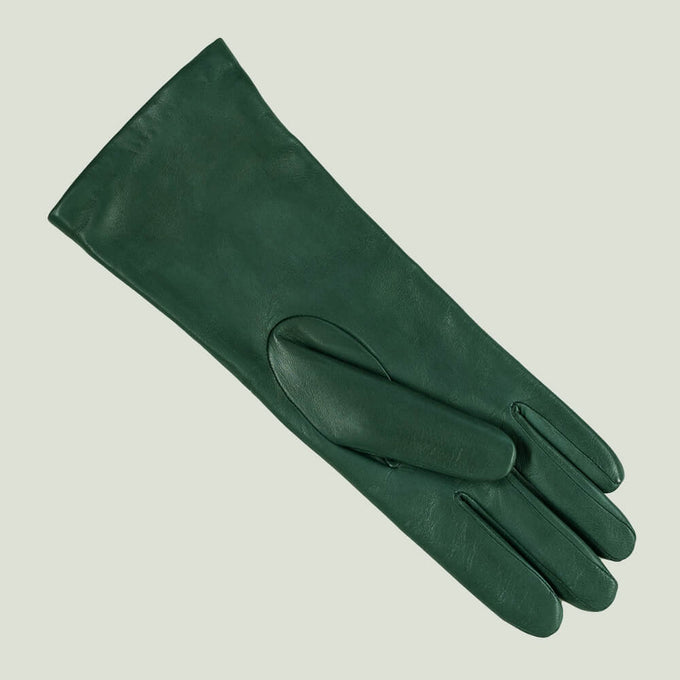 Ladies Woodland Green Cashmere Lined Leather Gloves