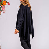 Black Cashmere Sleeved Cape