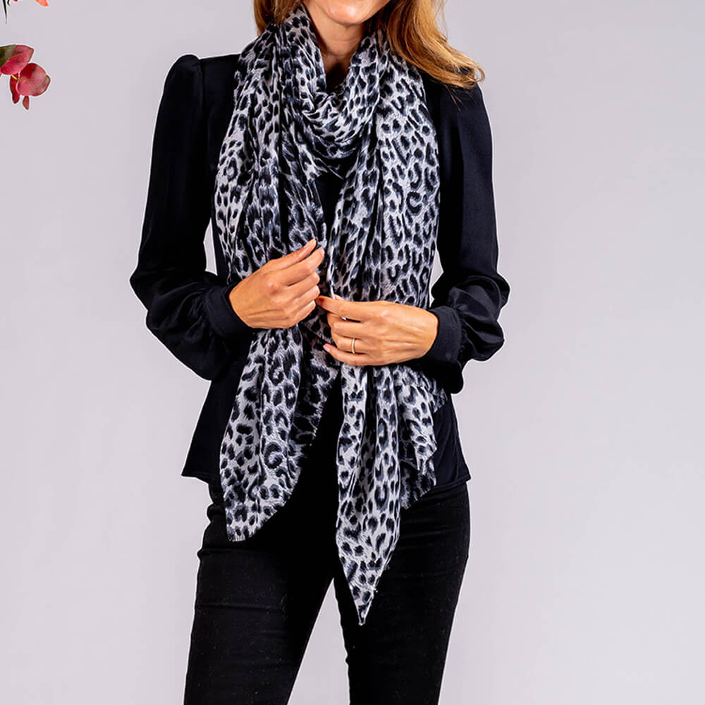 Leopard print silk scarf