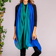 Emerald to Sapphire Cashmere and Silk Wrap