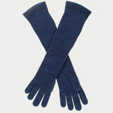 Navy Cashmere Shawl & Long Cashmere Gloves Set