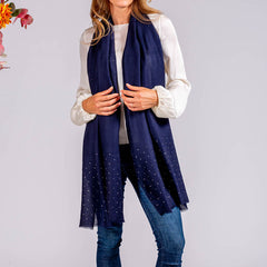 Swarovski Navy Wrap in Cashmere and Silk