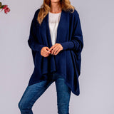 Midnight Navy Cashmere Sleeved Cape