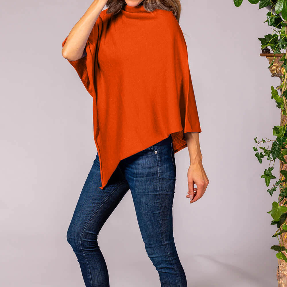 Orange cashmere sale poncho