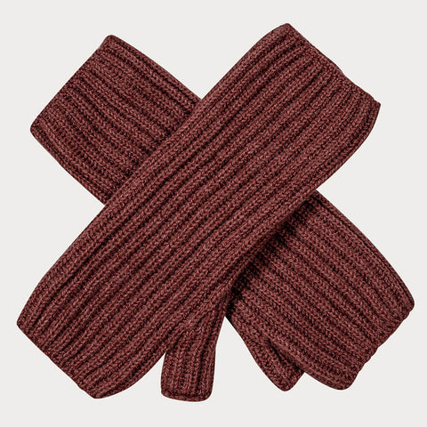 Dusty Terracotta Rib Knit Cashmere Wrist Warmers