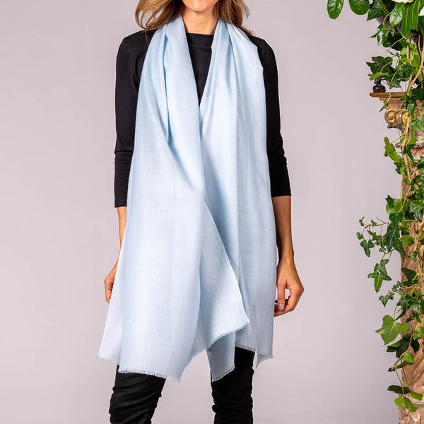 Pastel Blue Cashmere and Silk Wrap –