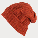 Rib Knit Rust Orange Cashmere Slouch Beanie